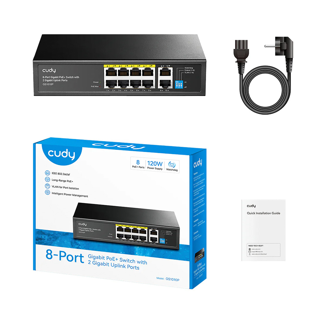 Cudy GS1010P Switch PoE+ Gigabit 8 Puertos